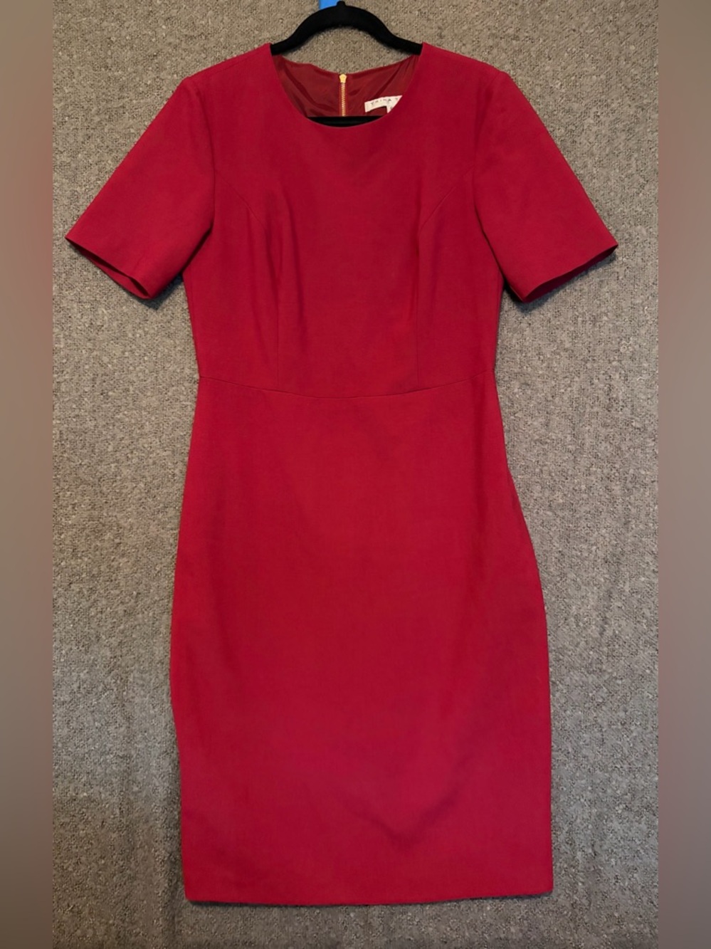 Trina Turk Red Short-Sleeve Sheath Midi Dress